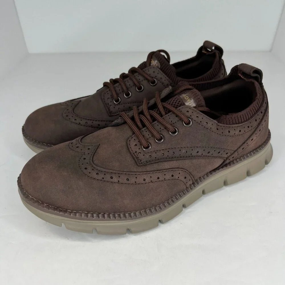 Haoyundong Mens Brown Oxford Faux Leather Casual Fashion Low Top Size 7 Shoes